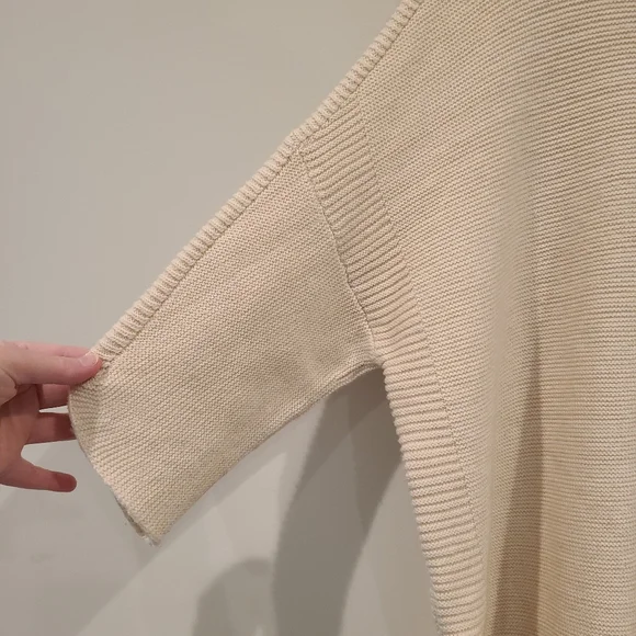 Kerisma Cream Wool Blend Quarter Length Dolman Sleeve Mock Neck Boxy Sweater - Picture 4 of 9